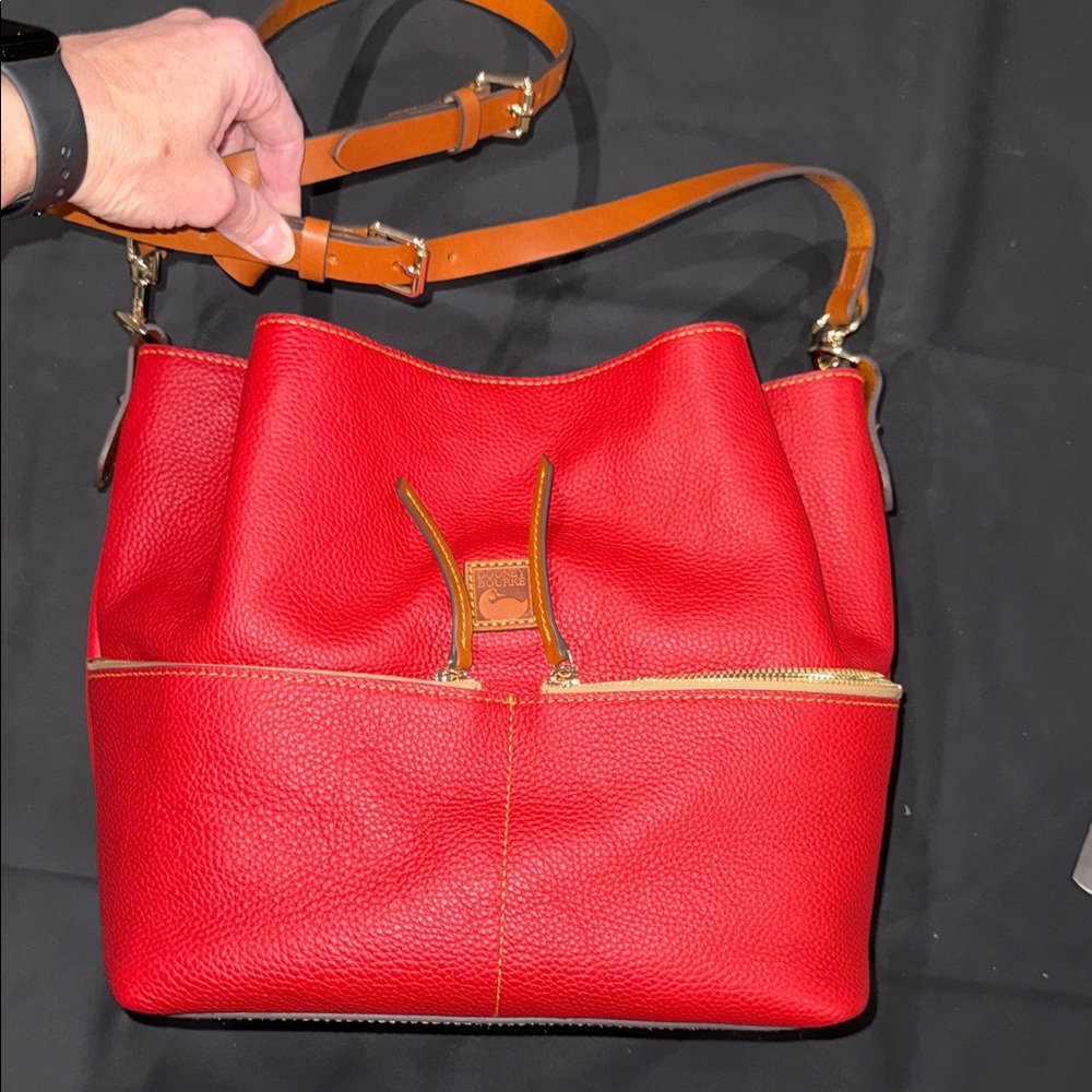 Dooney & Bourke Red Pebbled Leather Dawson Shoulder Bag